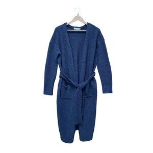 Justfab Womens Knit Draped Long Cardigan Coat With Belt Washed Black XL